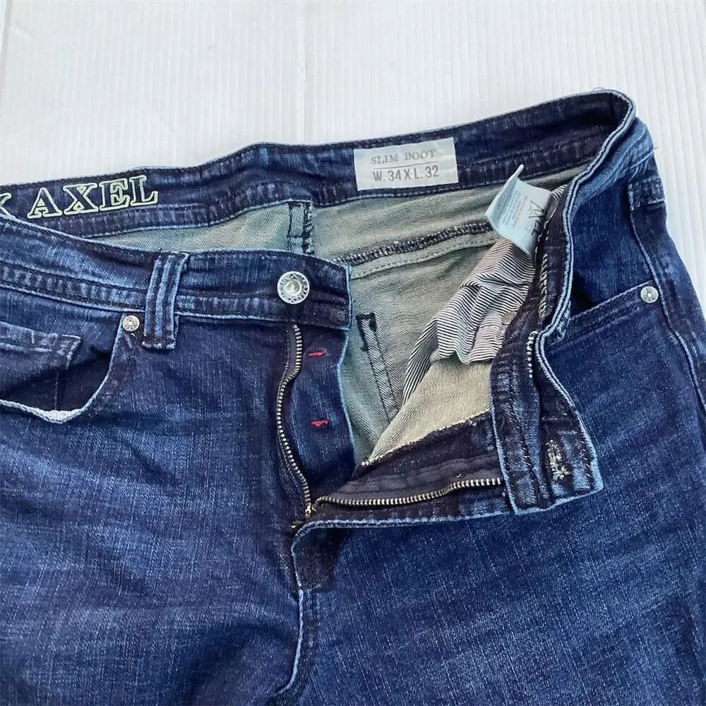 Vintage T.K. Axel Men's Straight Denim Jeans Blue‎ Size 34x32